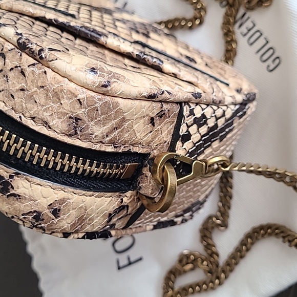 NWOT Golden Goose Faux snake print mini crossbody bag with chainlink strap - Picture 4 of 7
